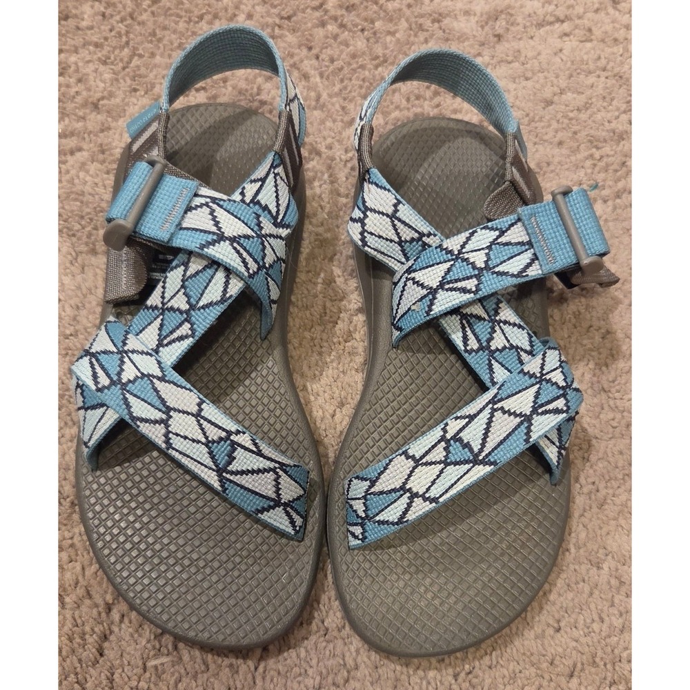 Chaco ZX/1 Sandals Womens 8 Blue Geometric Double Strap Hiking Outdoor